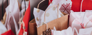 christmas paper bags in brown and red